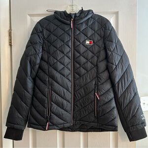 Tommy Hilfiger Women's black puffer with attached hood size Medium
